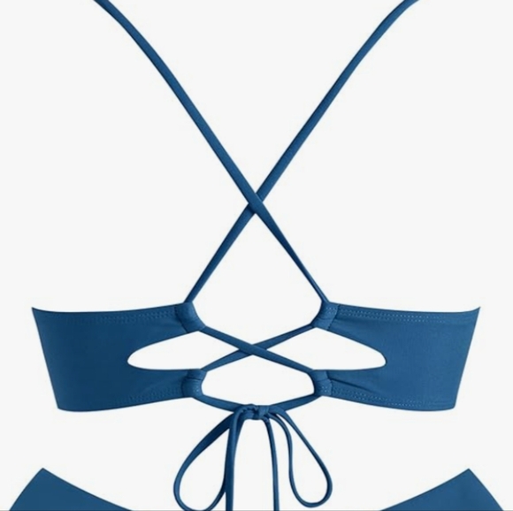 ZAFUL Ruffle Women Scoop Neck Swimsuits Lace Up Bikini Top Only. Size 8-10 - Picture 11 of 14